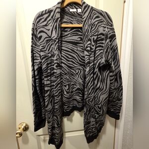 Cato Black and Gray Animal Print Cardigan